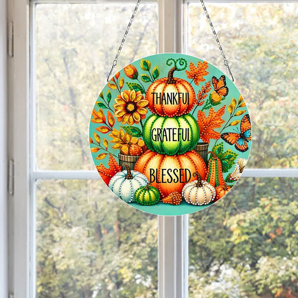 Thankful Pumpkins Diamond Painting Hanging Sign