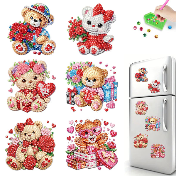 Valentine Bear Diamond Painting Magnet Set