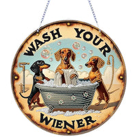 Wash Your Wiener Diamond Painting Hanging Sign