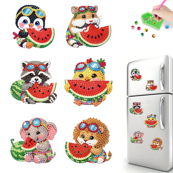 Watermelon Animal Diamond Painting Magnet Set