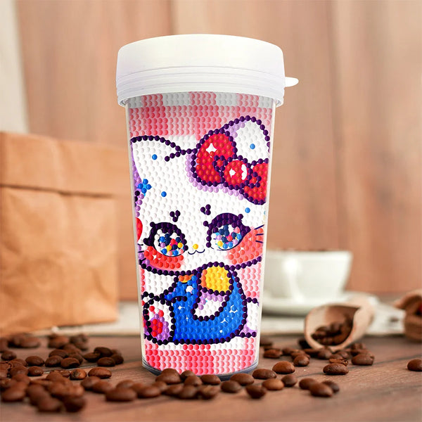 White Cat Diamond Painting Tumbler