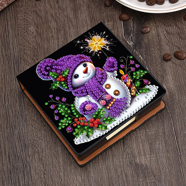 Winter Snowman in Purple Diamond Painting Notecard Box