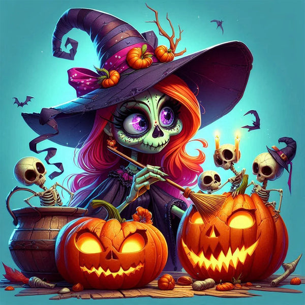 Witch and Pumpkins Diamond Painting