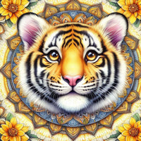 Yellow Flower Tiger Diamond Painting