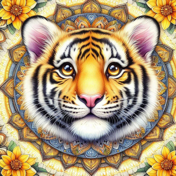Yellow Flower Tiger Diamond Painting