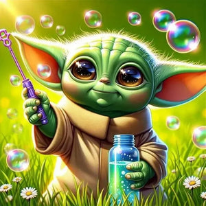 Yoda Blowing Bubbles Diamond Painting