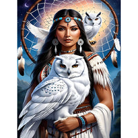 Indian Owl Girl Diamond Painting