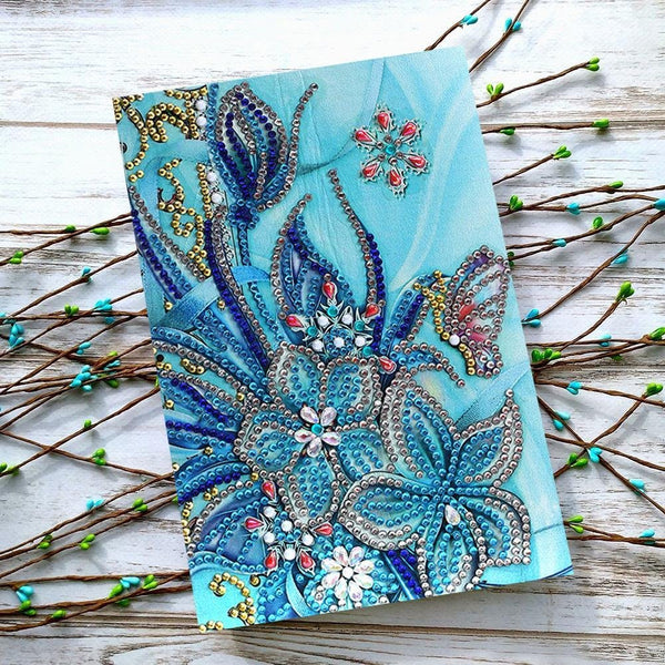 Blue Flower Diamond Painting Notebook