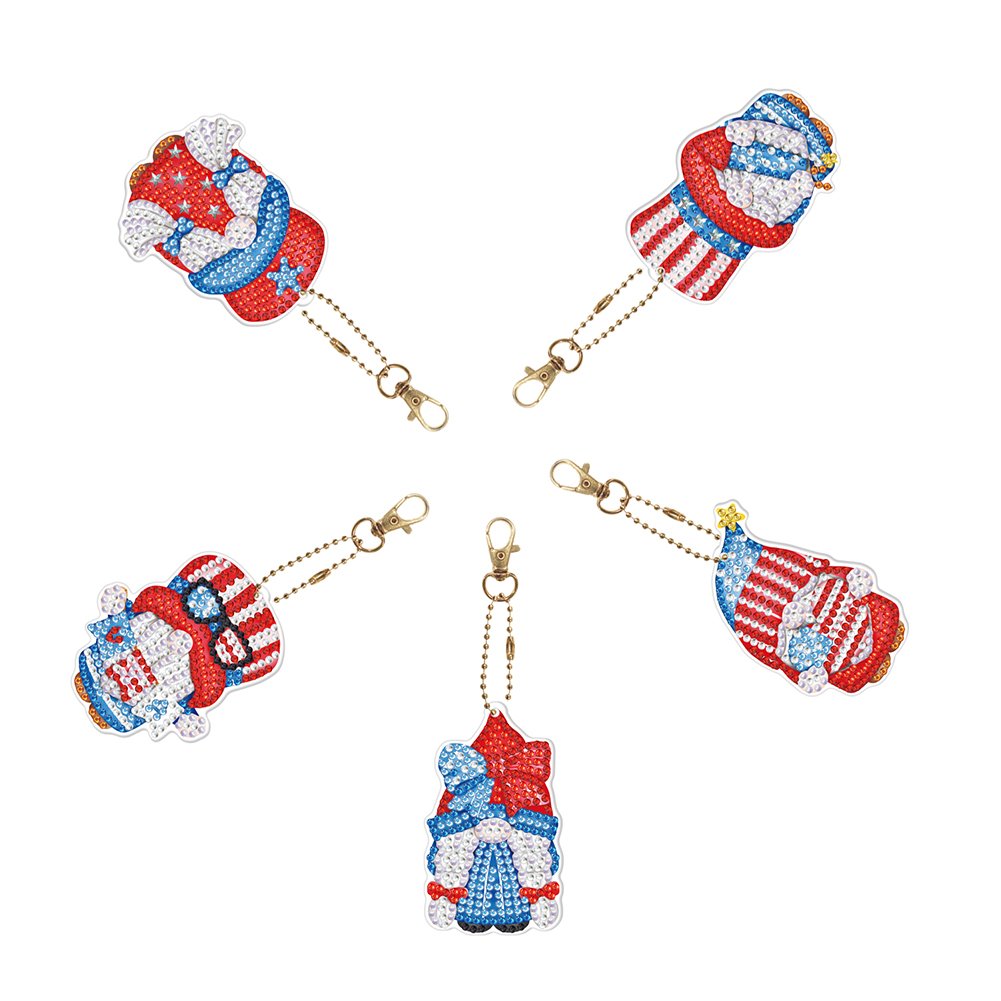 Patriotic Gnome Diamond Painting Keychains