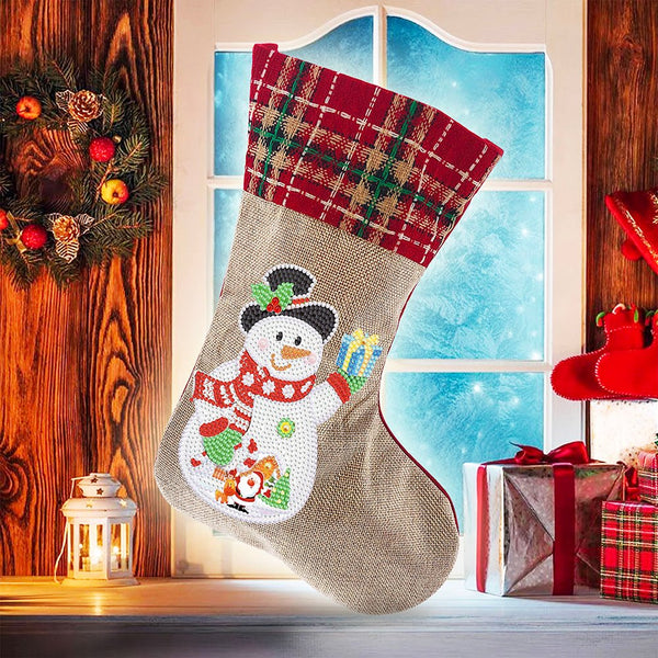 Christmas Snowman Diamond Painting Stocking