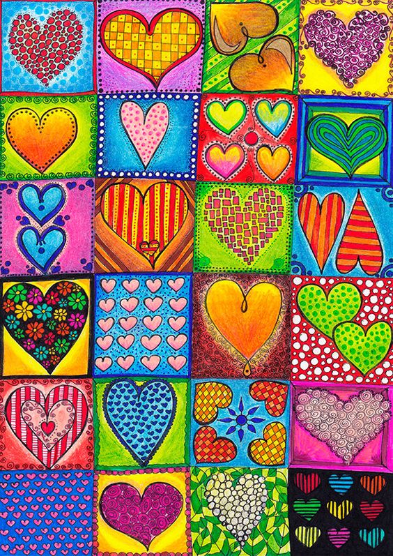 Colorful Hearts Diamond Painting