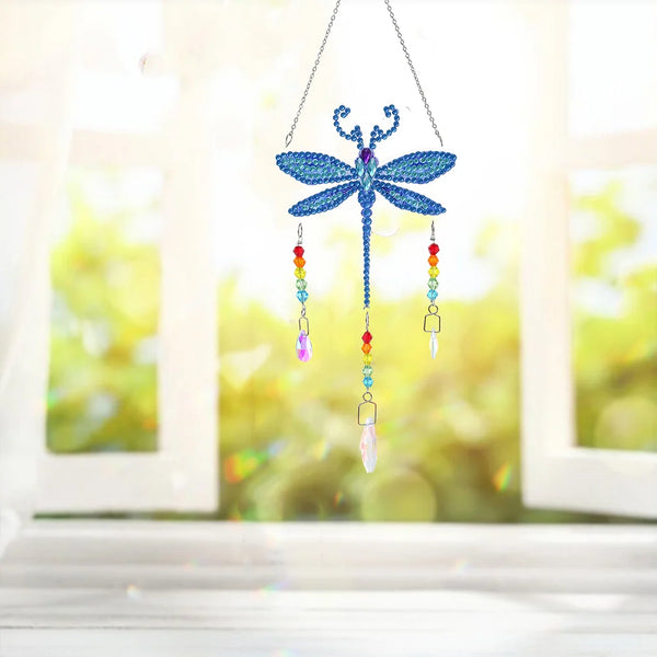 Blue Dragonfly Diamond Painting Suncatcher