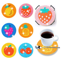 Fruit Diamond Painting Coaster Set w/Rack