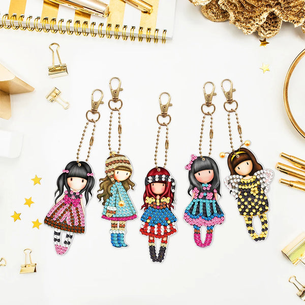 Gorjuss Doll Diamond Painting Keychain Set