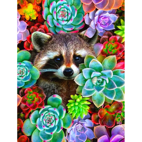 Hiding Racoon Diamond Painting