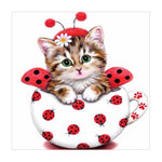 Load image into Gallery viewer, Ladybug Kitten Partial Diamond Painting
