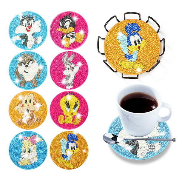 Looney Tunes Diamond Painting Coaster Set w/Rack