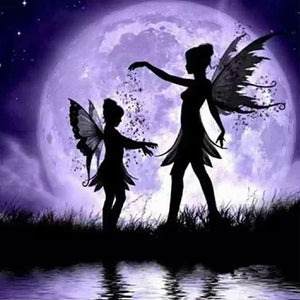 Moon Fairies Silhouette Diamond Painting