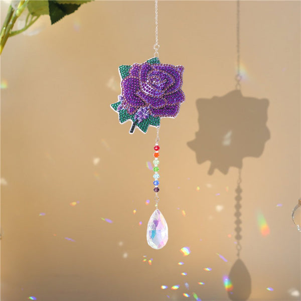 Purple Rose Diamond Painting Suncatcher