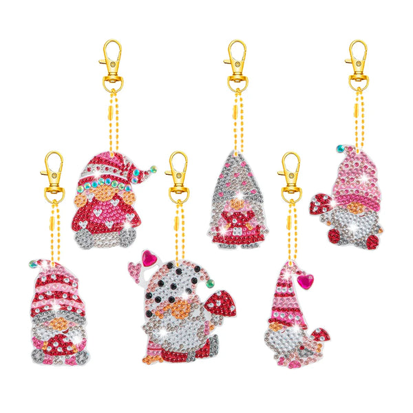 Valentine's Day Gnome Diamond Painting Keychain Set #2