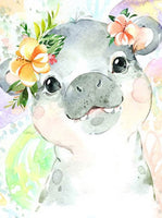 Watercolor Hippo Diamond Painting